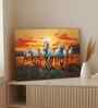 (1Pc) White Canvas Running Horses Wall Art