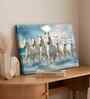 (1Pc) White Canvas Running Horses Wall Art