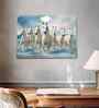 (1Pc) White Canvas Running Horses Wall Art