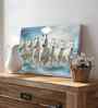 (1Pc) White Canvas Running Horses Wall Art