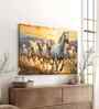 (1Pc) White Canvas Running Horses Wall Art