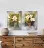 (1Pc) White Canvas Stretched Floral Wall Art