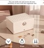 (1Pc) White Faux Leather Jewellery Mirror Hooks & Drawer Organizer Jewellery Organizer
