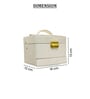 (1Pc) White Faux Leather Mirror Multiple Compartments with Lock Jewellery Organizer