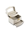 (1Pc) White Faux Leather Mirror Multiple Compartments with Lock Jewellery Organizer