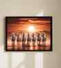 (1Pc) White Fibre Running Horses Wall Art