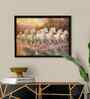 (1Pc) White Fibre Running Horses Wall Art