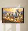 (1Pc) White Fibre Running Horses Wall Art