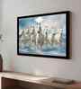 (1Pc) White Fibre Running Horses Wall Art