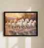 (1Pc) White Fibre Running Horses Wall Art