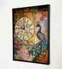 (1Pc) Yellow Canvas Painting Clock Wall Art with Clock