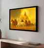 (1Pc) Yellow Fibre Running Horses Wall Art