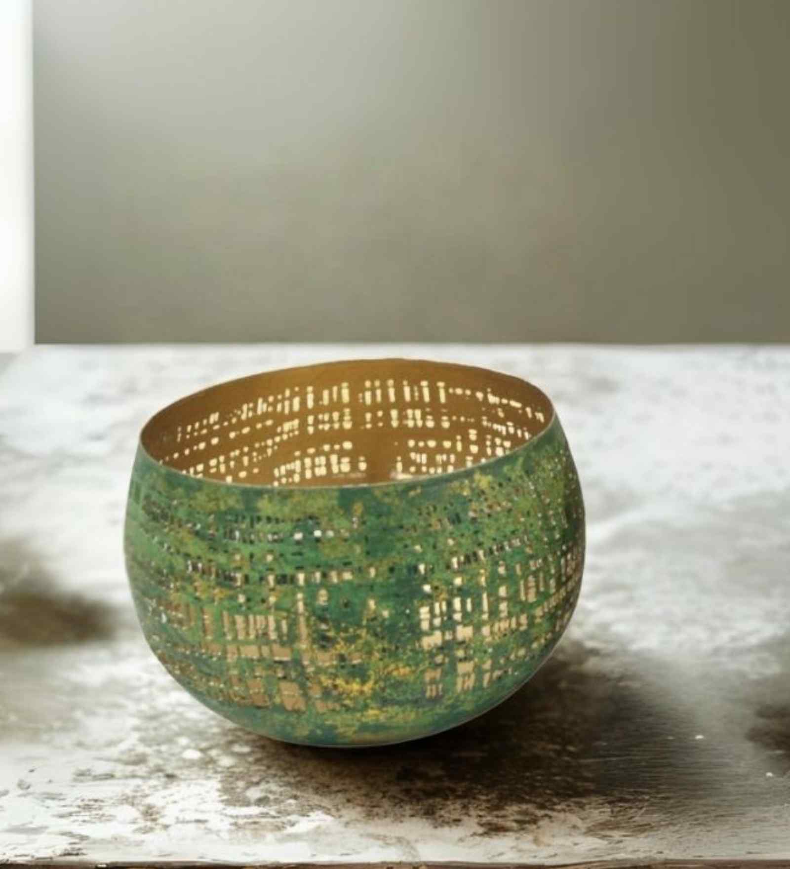 (2Pcs) Green Metal Decorative Bowl for Home & Table Decor