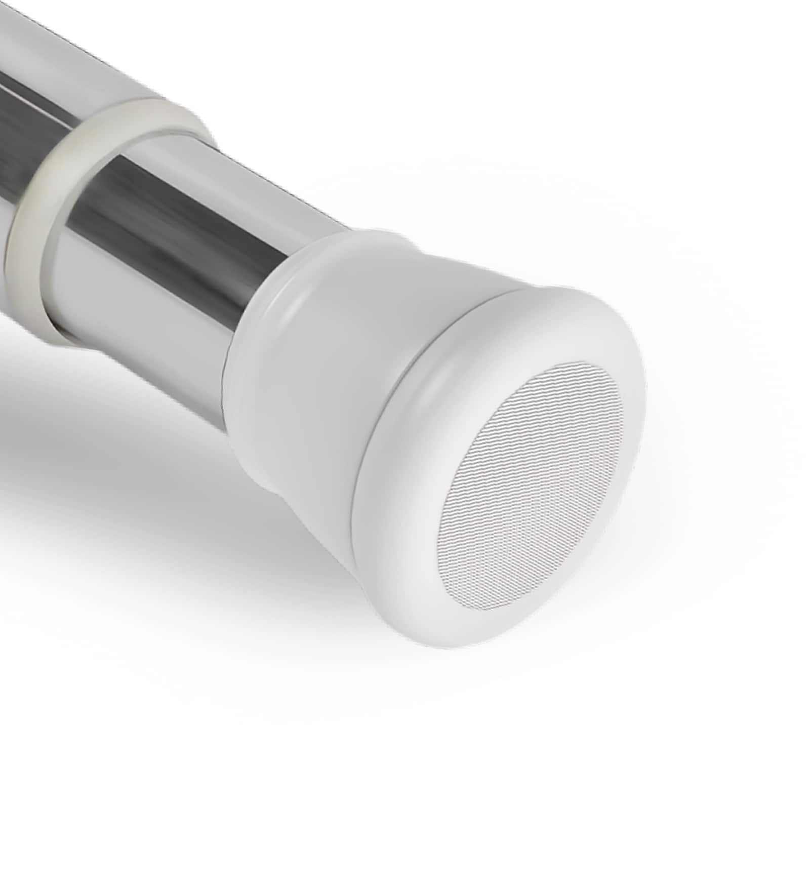 White Adjustable Shower Curtain Tension Rod (85cm To 140cm) No Drill