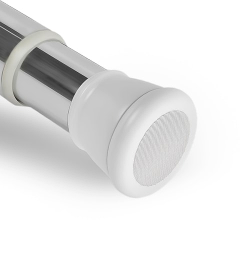 White Adjustable Shower Curtain Tension Rod (85cm To 140cm) No Drill