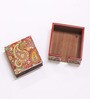 Artisanal Craftsmanship Orange Multicolour MDF Paisley (Set of 6) Coasters