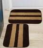 Brown Geometric Polyester 16x24 Inches AntiSkid Bath Mats