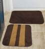 Brown Geometric Polyester 16x24 Inches AntiSkid Bath Mats