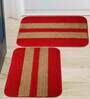 Red Geometric Polyester 16x24 Inches AntiSkid Bath Mats