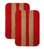 Red Geometric Polyester 16x24 Inches AntiSkid Bath Mats