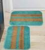 Turquoise Blue Geometric Polyester 16x24 Inches AntiSkid Bath Mats
