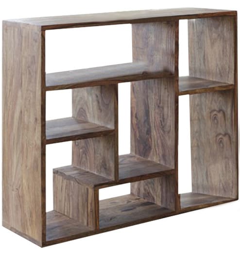 Display Unit Cum Book Shelf in Natural Polish by Wood Dekor by Wood ...