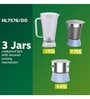 Philips 3 Jars 600W  Blue Juicer Mixer Grinder (Model No: HL7576-00)