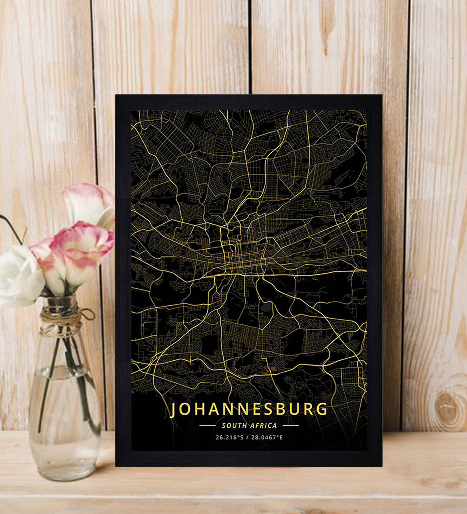 Johannesburg Map Texture Paper Framed Art Print