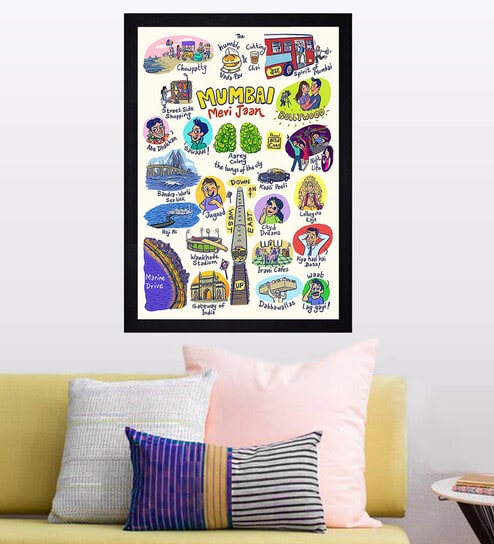 "Mumbai Meri Jaan'' Texture Paper Framed Art Print  by Cheque Decor