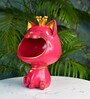 Pink Resin Lucky Cat Big Mouth Statue Cum Table Organiser