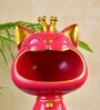 Pink Resin Lucky Cat Big Mouth Statue Cum Table Organiser