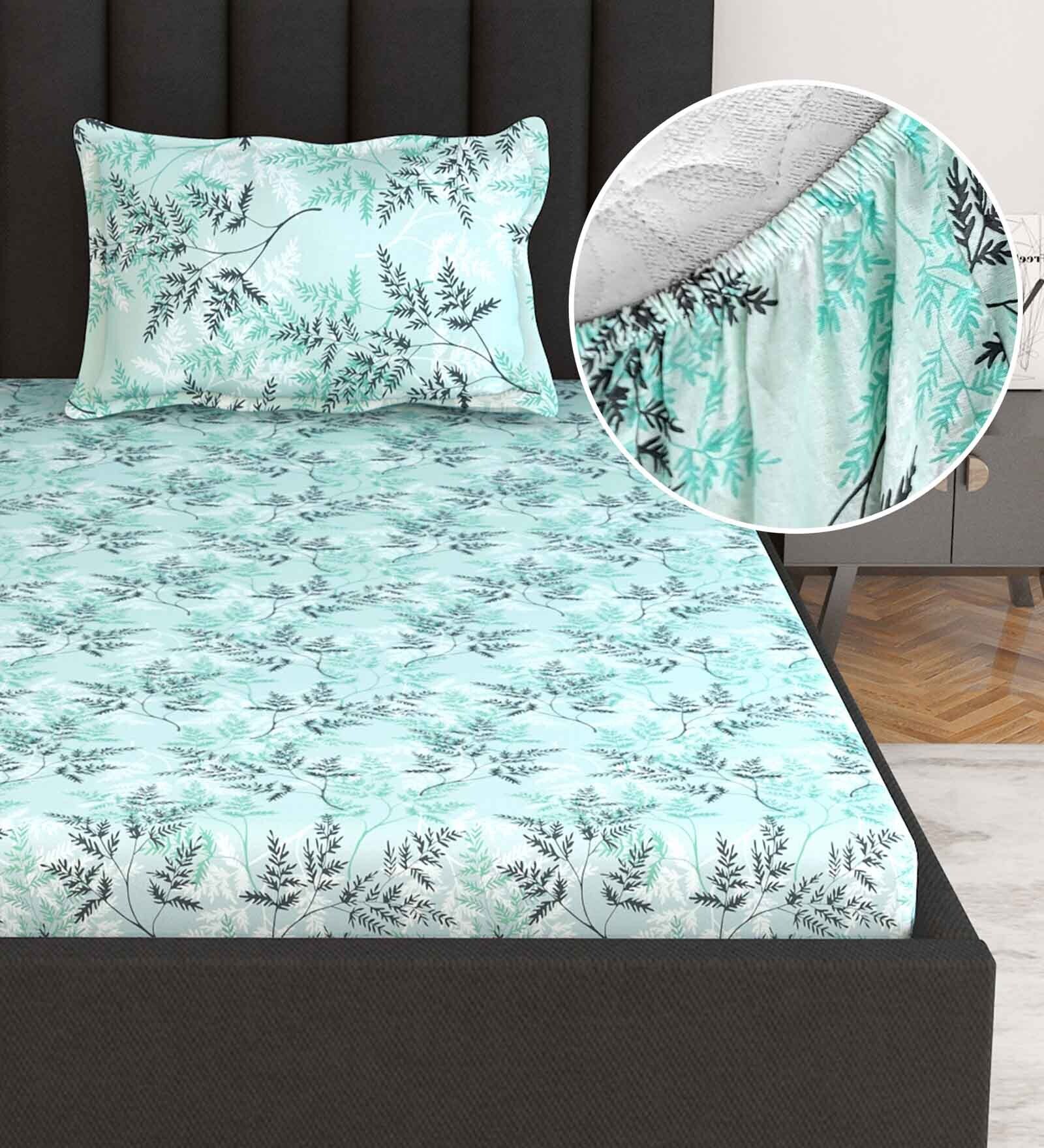 Blue Floral Fitted Bedsheet