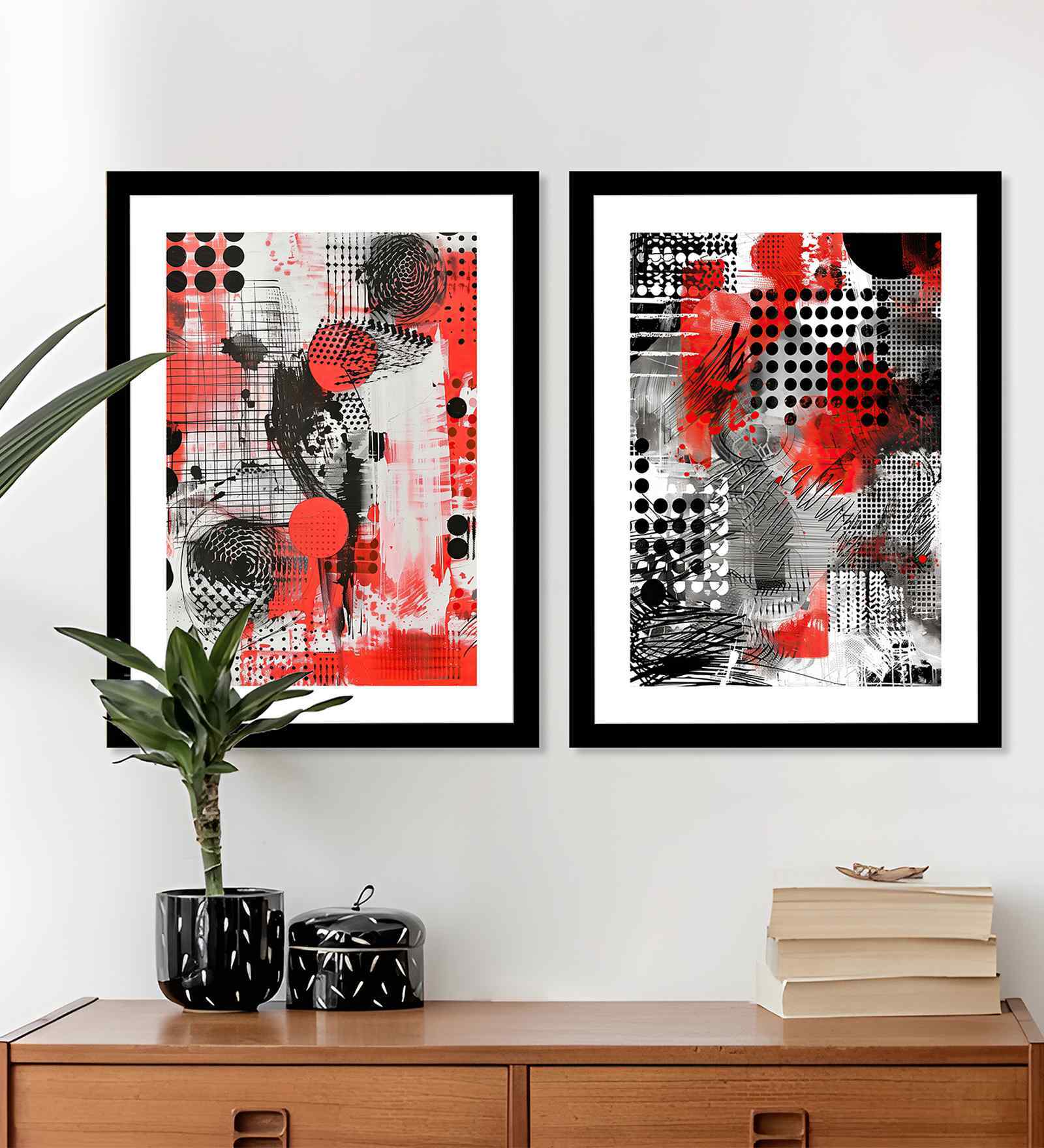 (Pack Of 2) Multicolour Fibre Beautiful Abstract Wall Art Panels