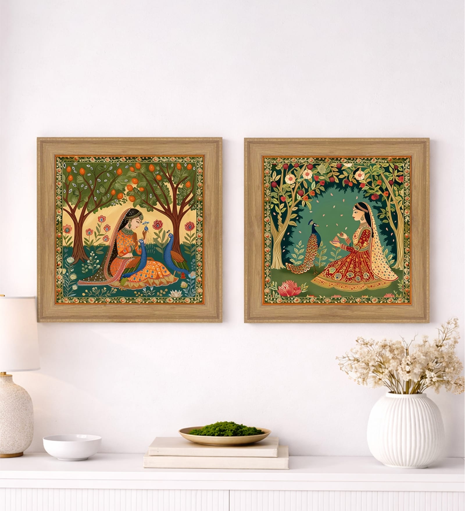 (Pack Of 2) Multicolour Fibre Madhubani Decorative Wall Art Panels