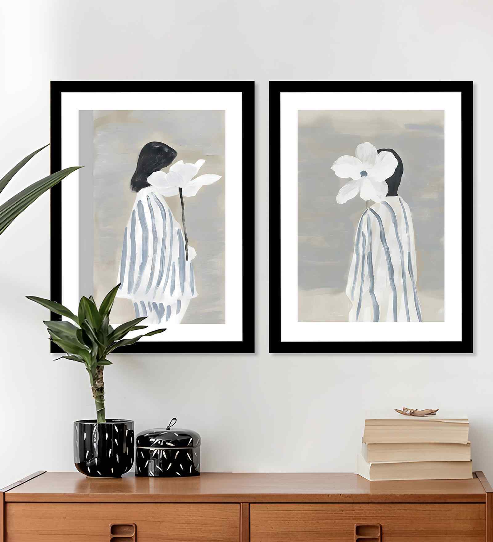(Pack Of 2) White Fibre Women Boho Wall Art Panels