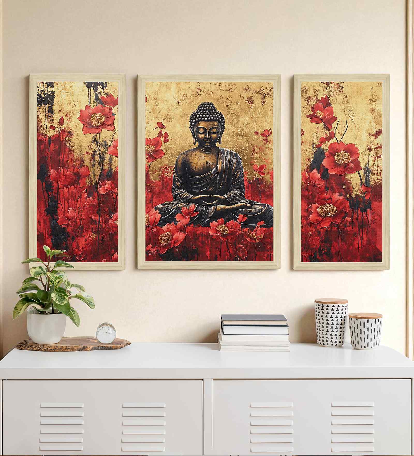 (Pack Of 3) Multicolour Fibre Beautiful Abstract Wall Art Panels