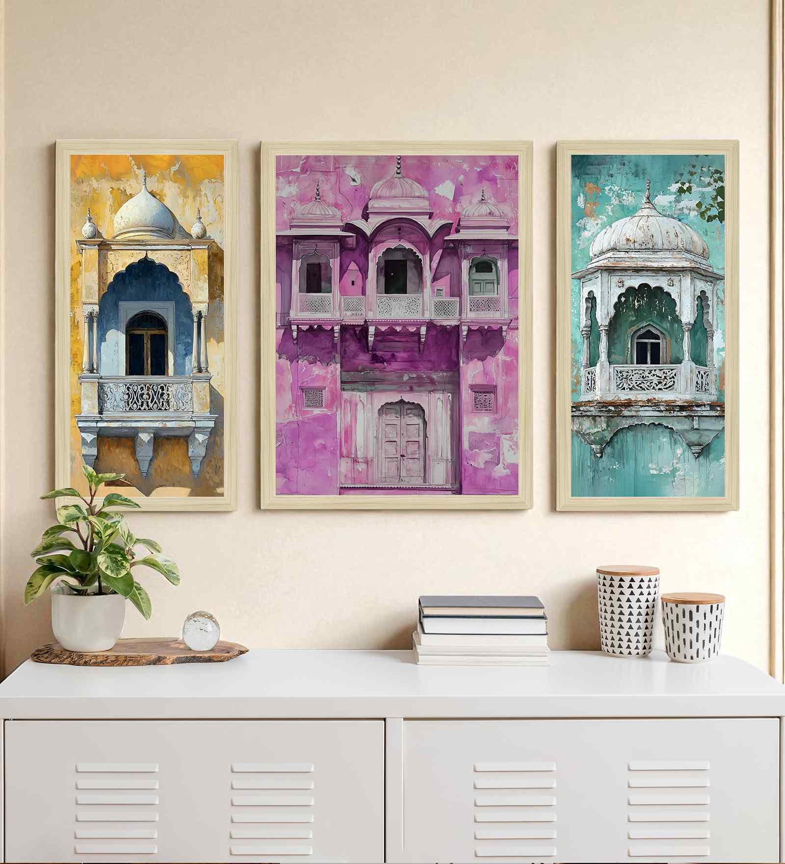 (Pack Of 3) Multicolour Fibre Beautiful Abstract Wall Art Panels