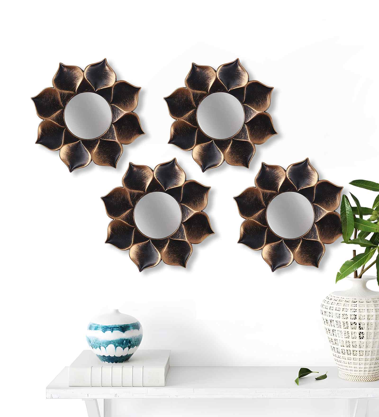(Pack Of 4) Brown Glass Decorative Mirror Mirror
