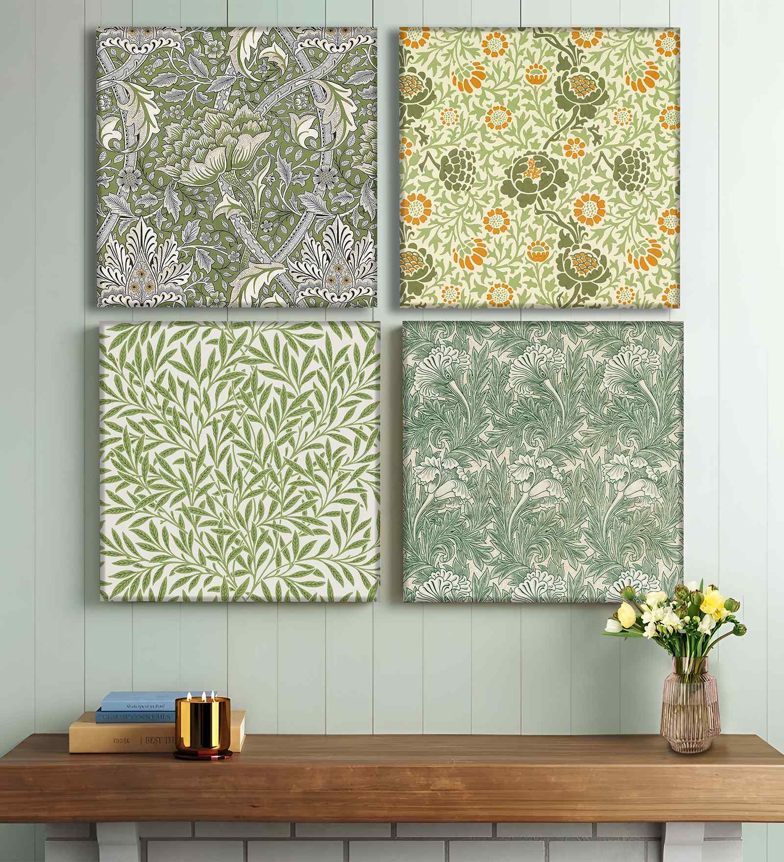 (Pack Of 4) Multicolour Canvas Floral Grafton Wall Art Panels