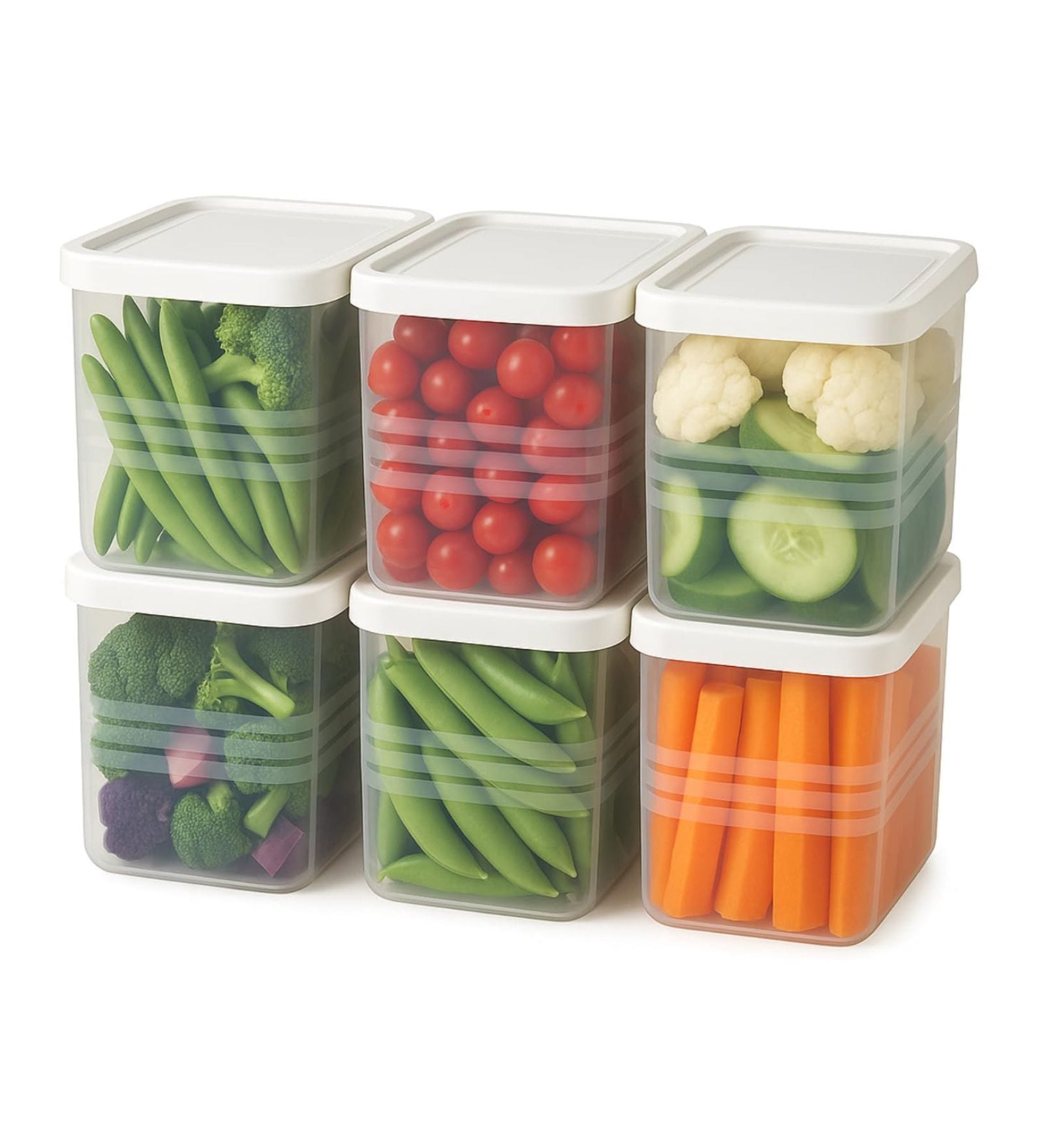 (Pack of 6) 1200ml Fridge Storage Containers BPA Free Freezer Safe for Vegetable & Fruit Organiser Boxes