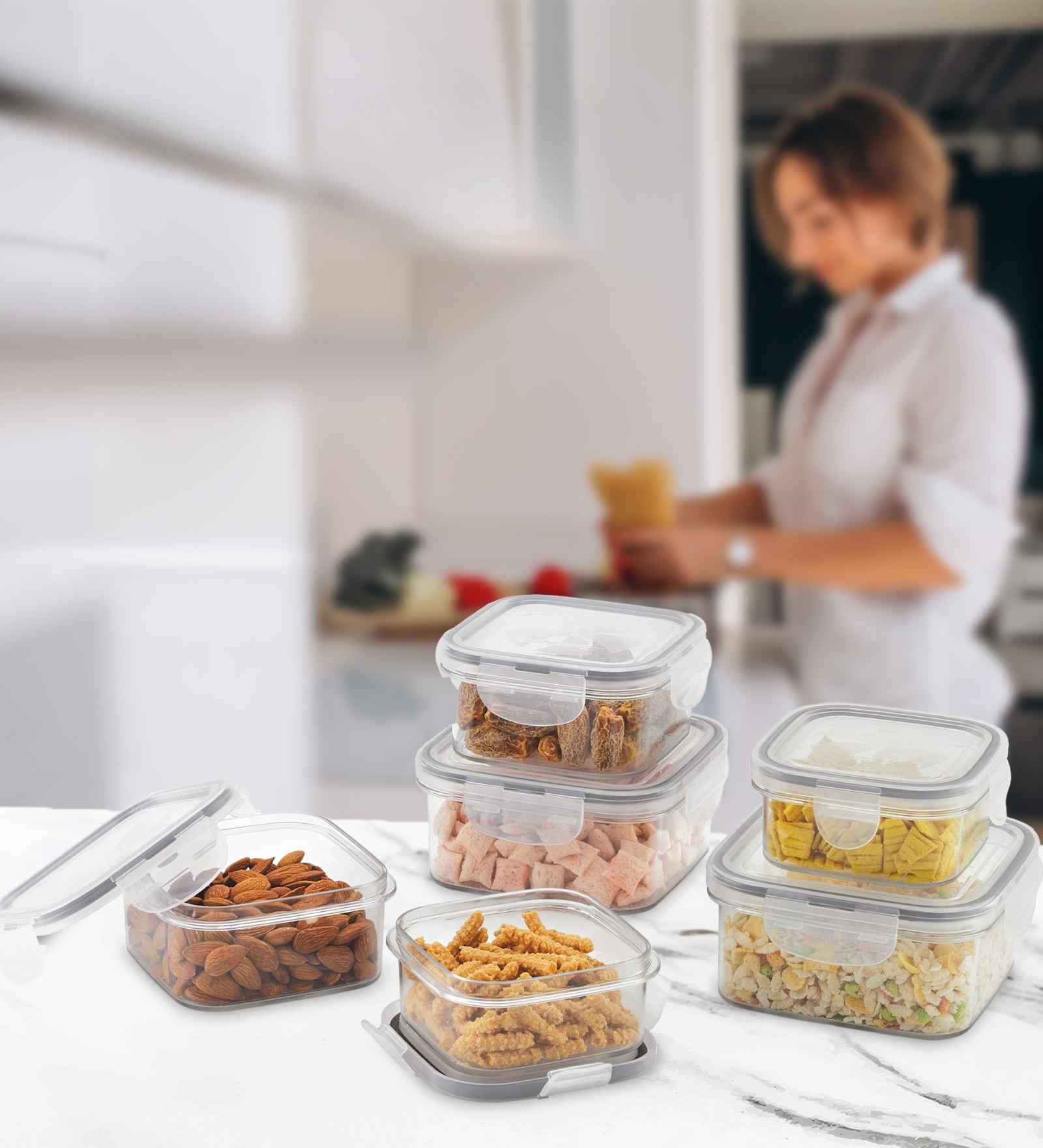 (Pack of 6) So fresh Plastic Square Container (Pack of 6) So fresh Plastic Square Container