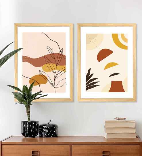 art street (Pack Of 2) Beige Fibre Beautiful Abstract Wall Art Panels-picture-13