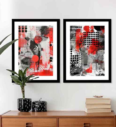 (Pack Of 2) Multicolour Fibre Beautiful Abstract Wall Art Panels