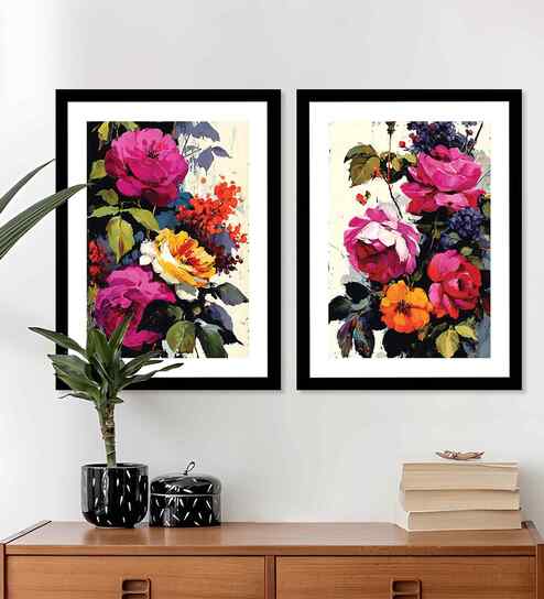 (Pack Of 2) Pink Fibre Vibrant Flower Wall Art Panels