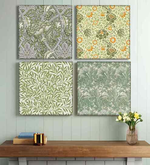 (Pack Of 4) Multicolour Canvas Floral Grafton Wall Art Panels