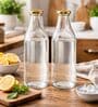 (Pack of 2) 1 Ltr Clear Glass Milk Bottle with Airtight Lid Multipurpose Storage Bottle