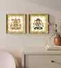 (Pack Of 2) Beige Fibre Hindu Spiritual Wall Art Panels