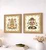 (Pack Of 2) Beige Fibre Hindu Spiritual Wall Art Panels