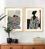(Pack Of 2) Black Fibre Women Boho Wall Art Panels