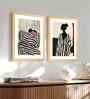 (Pack Of 2) Black Fibre Women Boho Wall Art Panels